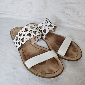 Kate Spade NY Ambrosia Flat Cutout Strap Leather Sandals White 9.5 Slides Casual
